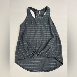 Lululemon Love Tank Pleated  Racerback Gray Stripe Womens 4 Pima Cotton